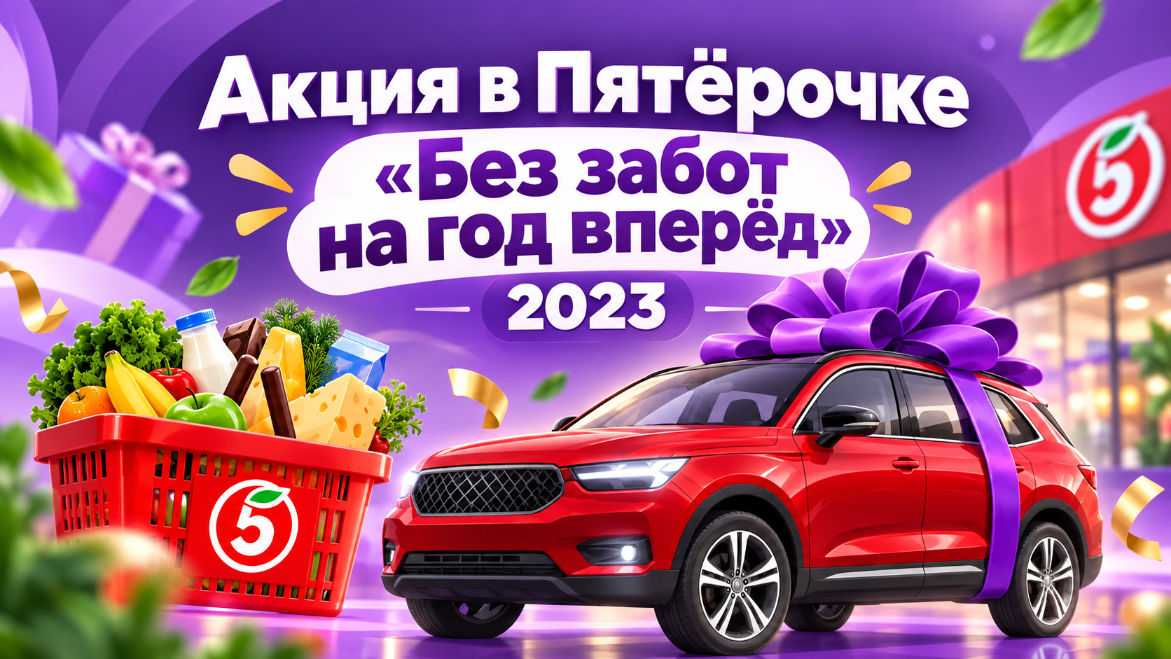Акция в Пятерочке «Без забот на год вперед»: главный приз — автомобиль!