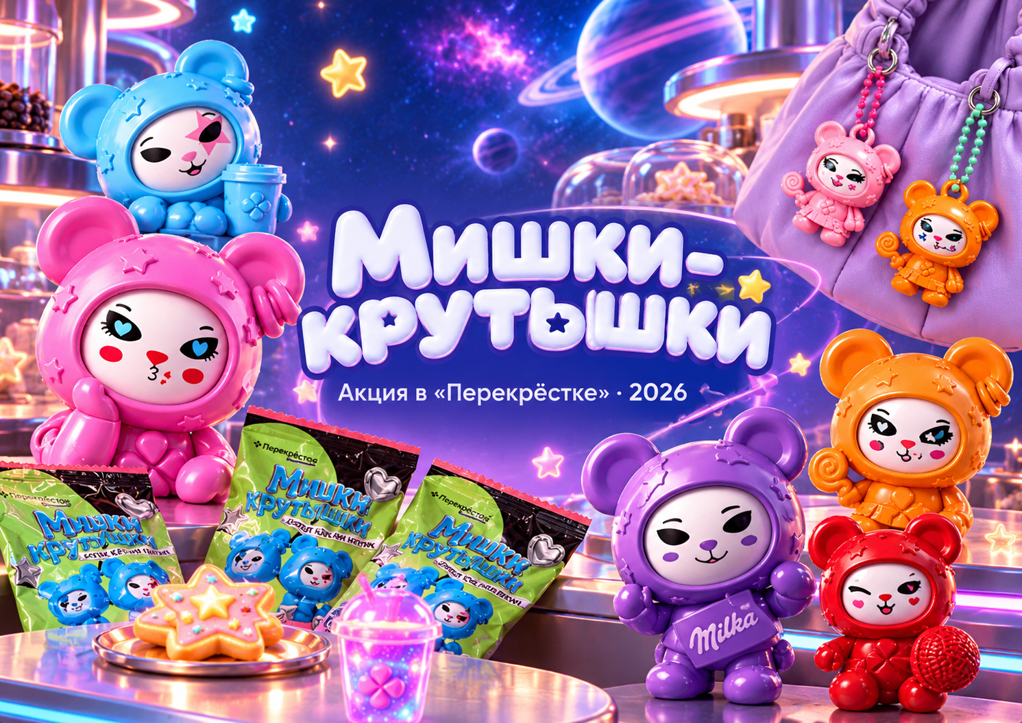 Мишки-крутышки в «Перекрёстке»: как собрать 17 брелоков, найти секретные коды и выиграть призы